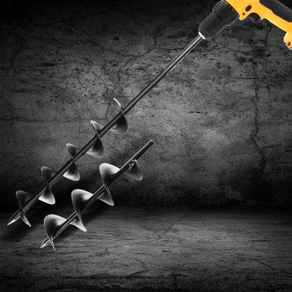 Giantz Power Garden Spiral Auger Hole Digger in black, showcasing its heavy-duty steel construction and 75mm diameter.