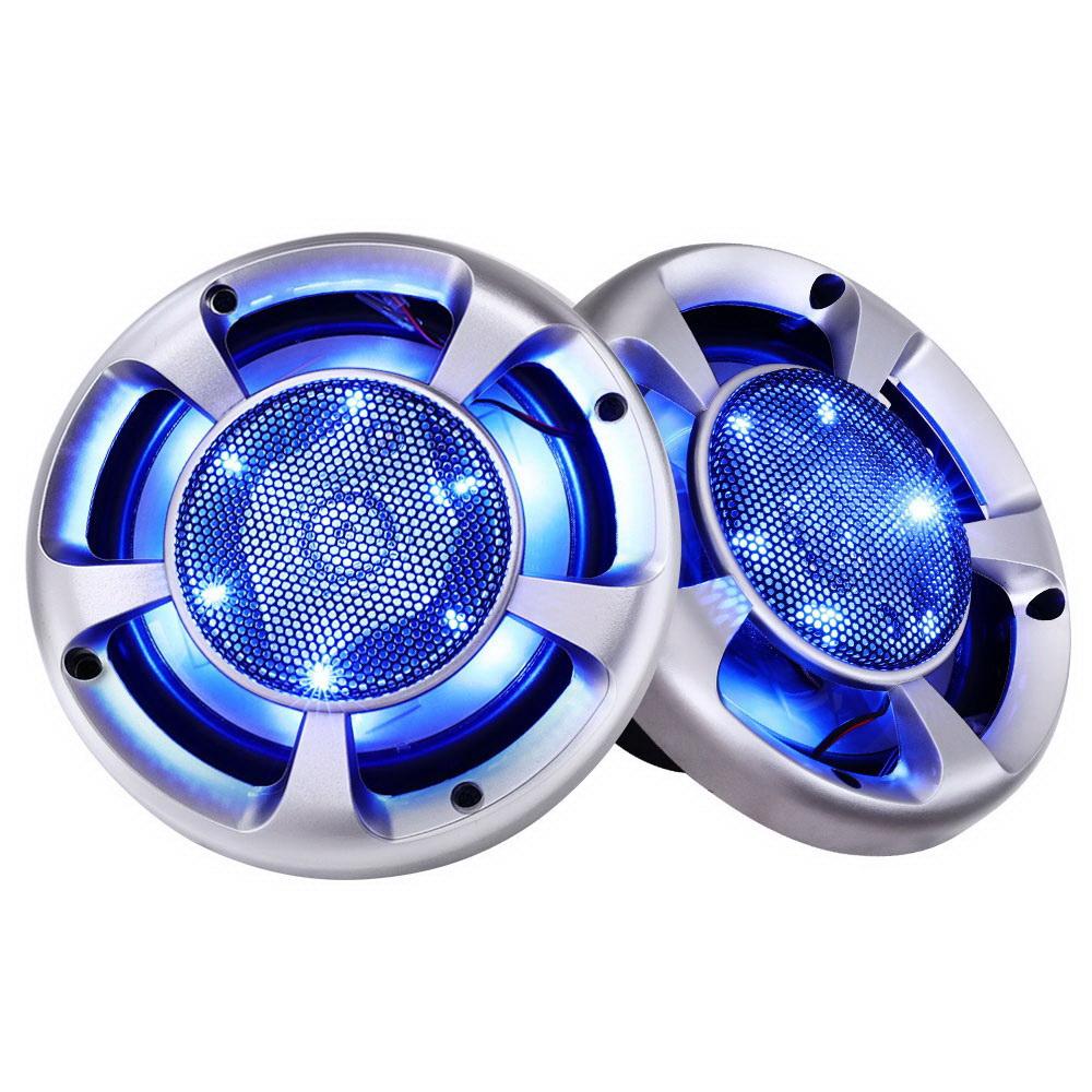 Giantz Set of 2 6.5-inch LED Light Car Speakers with blue LED lighting and sleek design.