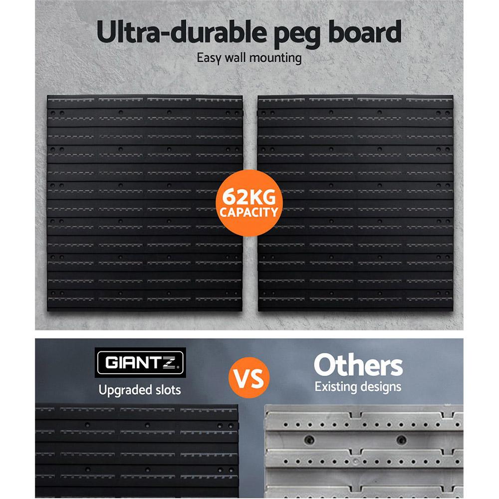 Giantz Spanner Holder Wrench Bin Rack with tools organized on peg boards, showcasing its durable design and adjustable layout.
