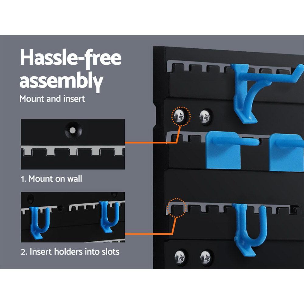 Giantz Spanner Holder Wrench Bin Rack with tools organized on peg boards, showcasing its durable design and adjustable layout.