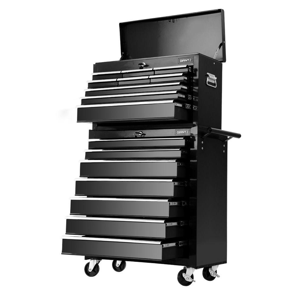 Giantz Tool Chest and Trolley Box Cabinet with 16 drawers, showcasing its sturdy design and mobility features.