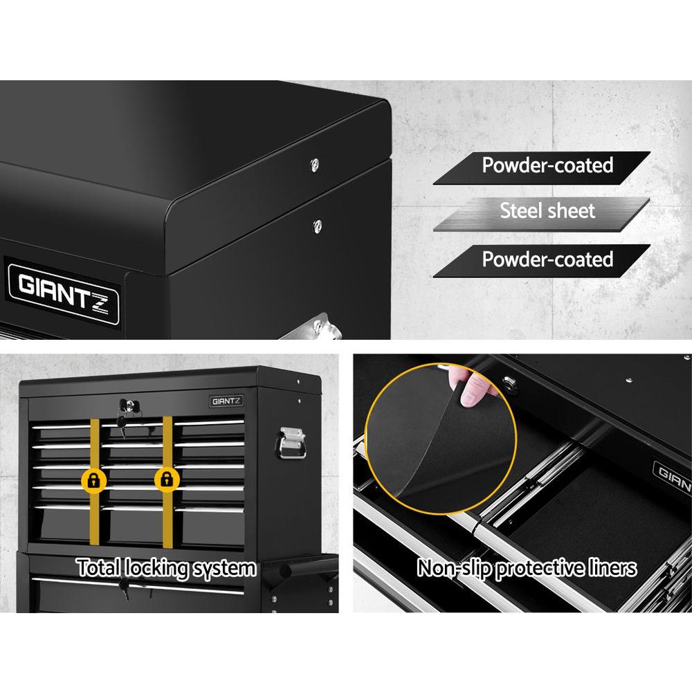 Giantz Tool Chest and Trolley Box Cabinet with 16 drawers, showcasing its sturdy design and mobility features.