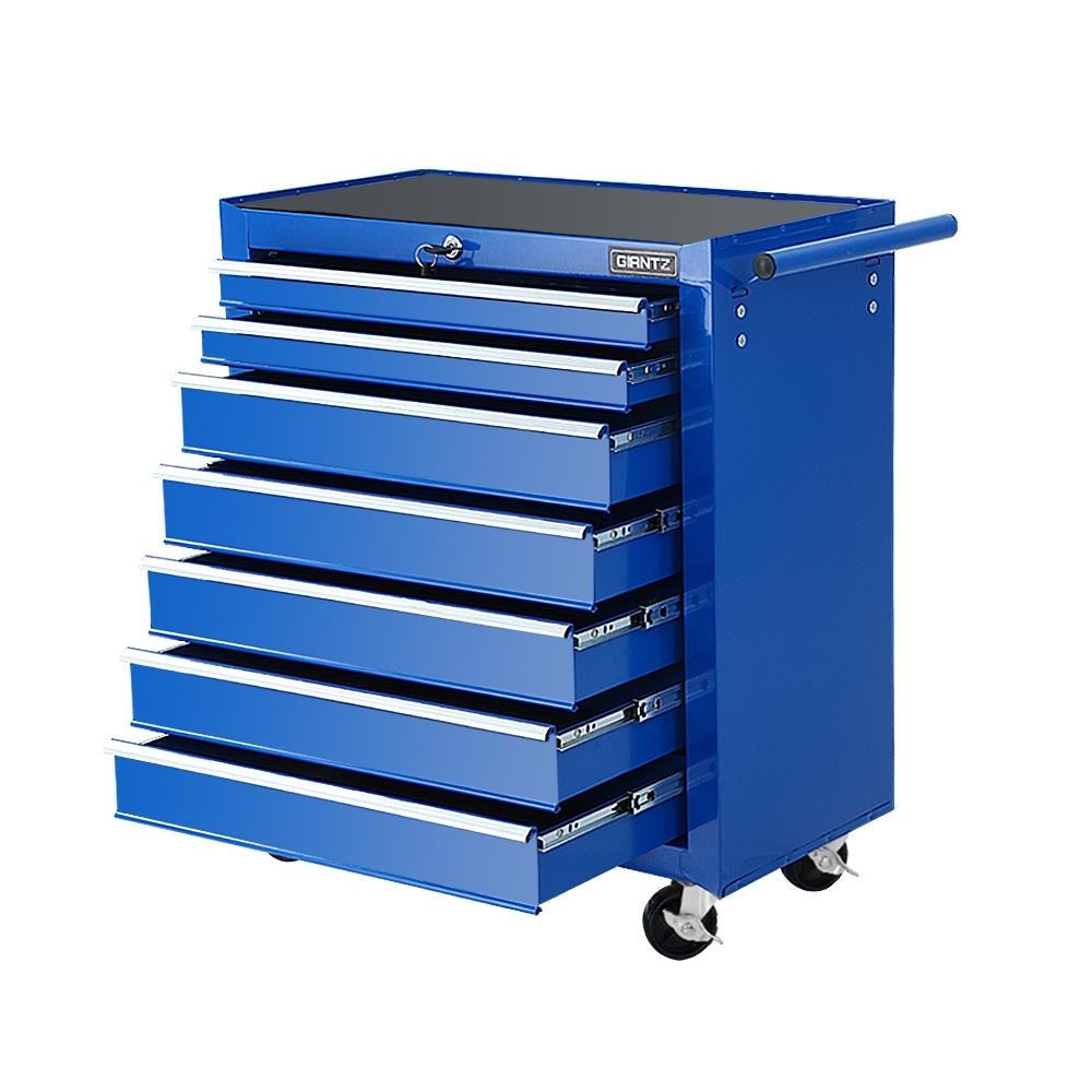 Giantz Tool Chest and Trolley Box Cabinet with 7 drawers, featuring a sturdy design and smooth ball bearing slides.