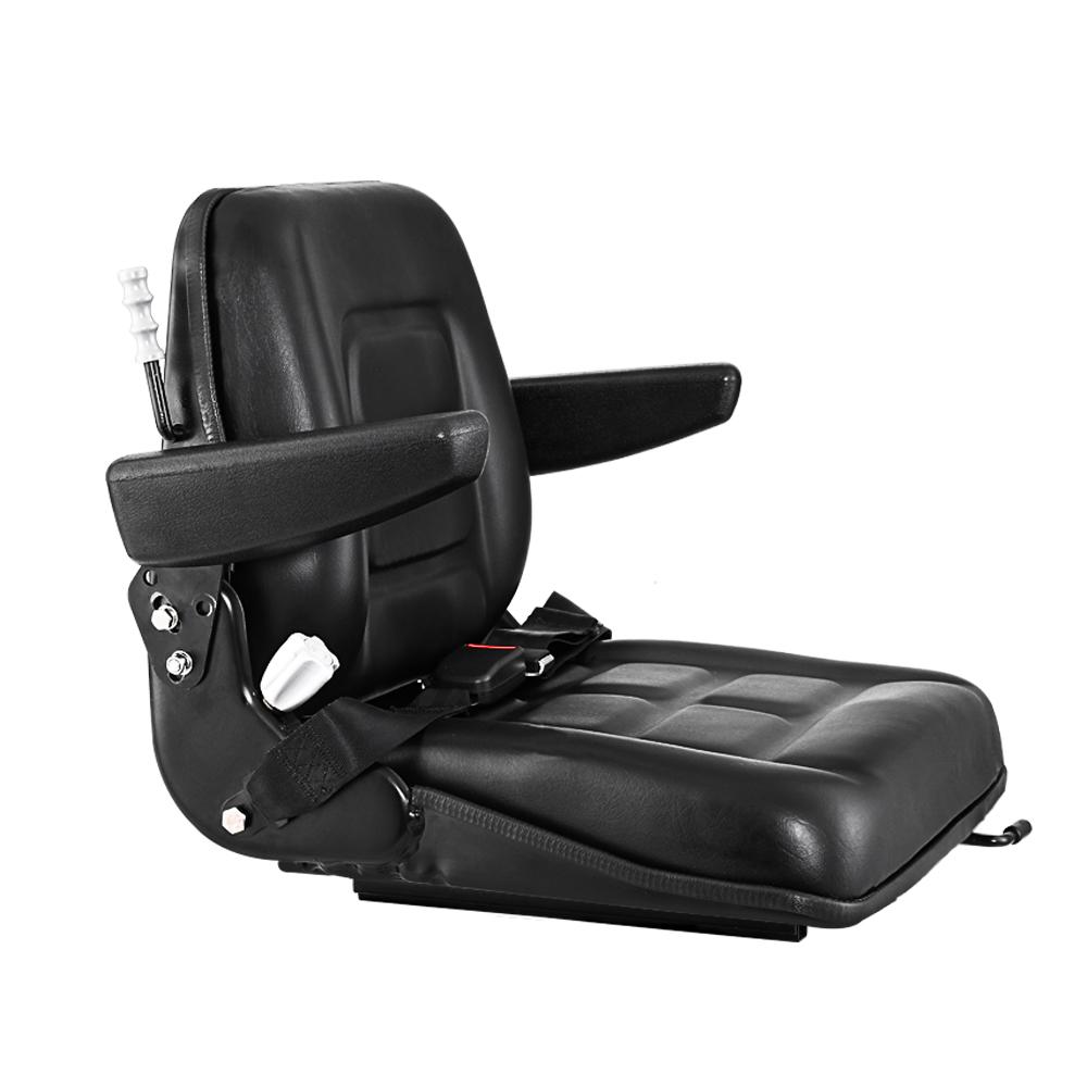 Giantz Tractor Seat with Armrest designed for heavy machinery, featuring adjustable settings and durable PU leather upholstery.