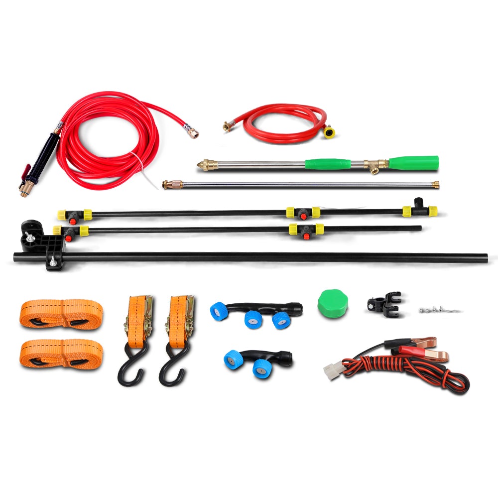 Giantz Weed Sprayer with 100L tank and trailer, showcasing its robust design and adjustable boom for efficient weed control.