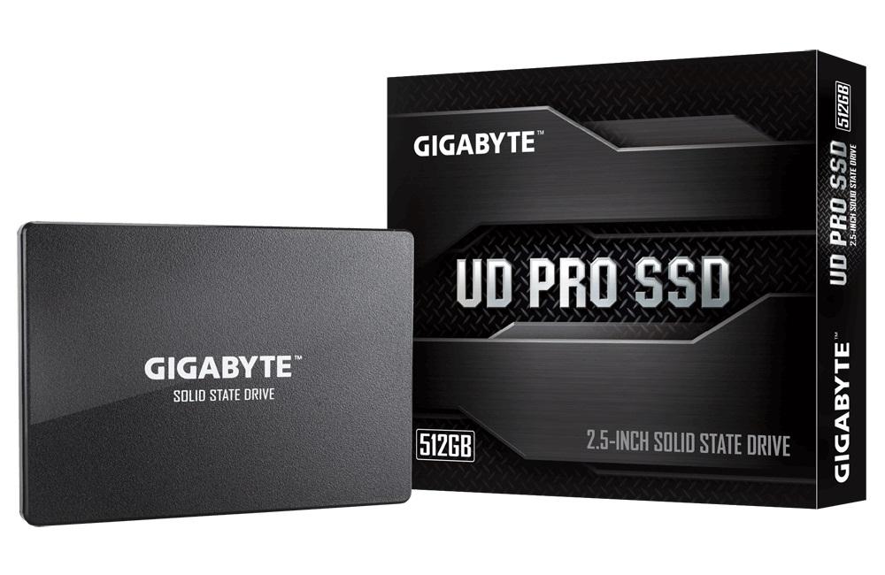 GIGABYTE UD PRO SSD 512GB 2.5-inch SATA3 with sleek design and specifications.
