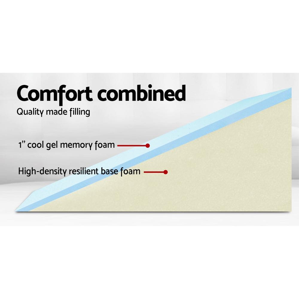 Giselle Bedding 2X Memory Foam Wedge Pillow with cool gel layer, designed for neck and back support, featuring a waterproof removable cover.