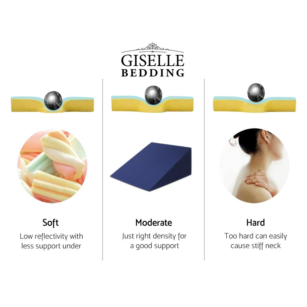 Giselle Bedding 2X Memory Foam Wedge Pillow with cool gel layer, designed for neck and back support, featuring a removable waterproof cover.