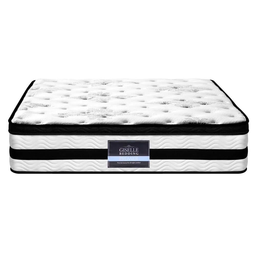Giselle Bedding Algarve Euro Top Pocket Spring Mattress, 34cm thick, showcasing plush Euro Top padding and luxurious jacquard fabric.