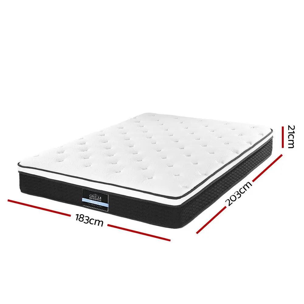 Giselle Bedding Bonita Euro Top Bonnell Spring Mattress, 21cm thick, featuring luxurious polyester fabric and a stable Bonnell spring core.