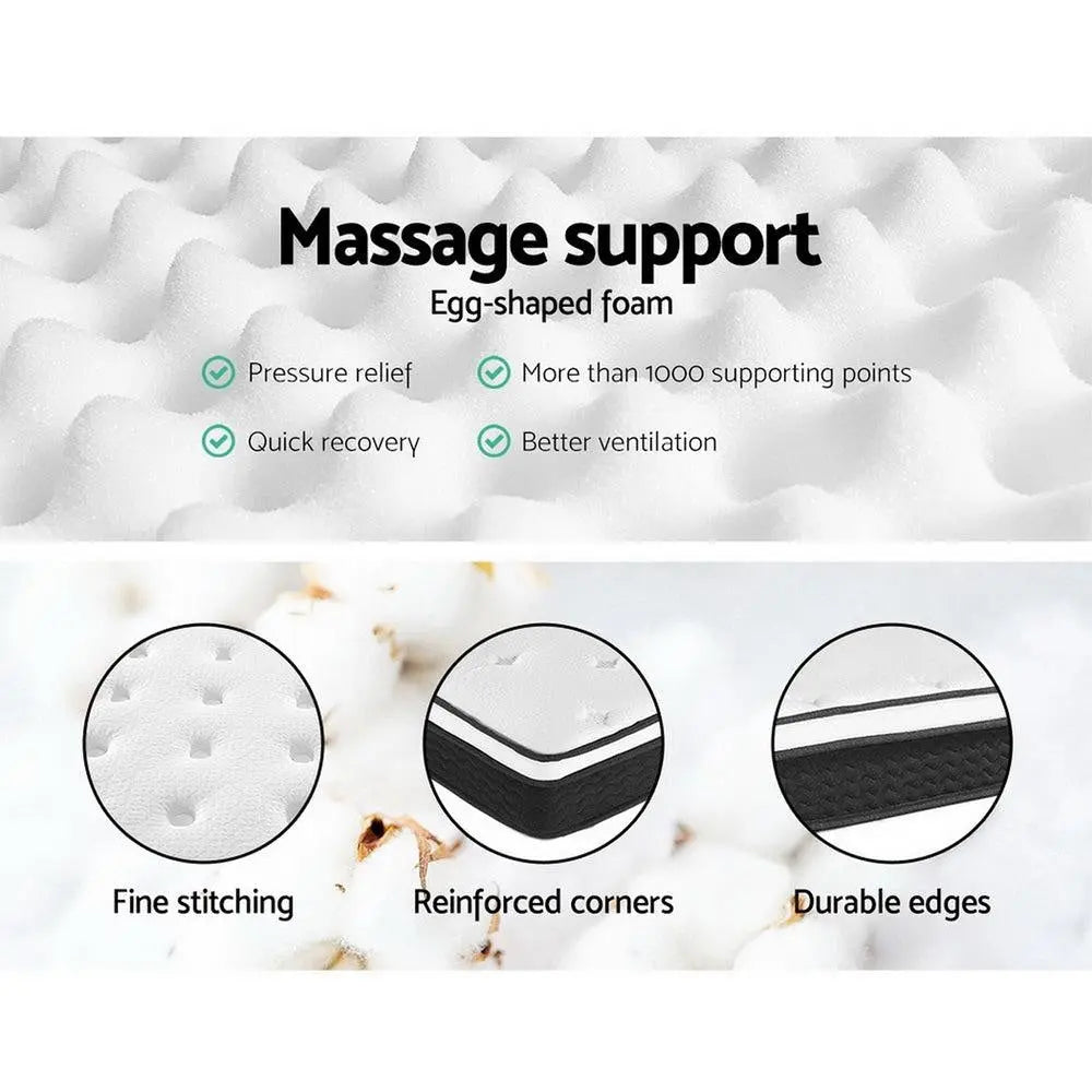 Giselle Bedding Bonita Euro Top Bonnell Spring Mattress, 21cm thick, featuring luxurious polyester fabric and a stable Bonnell spring core.