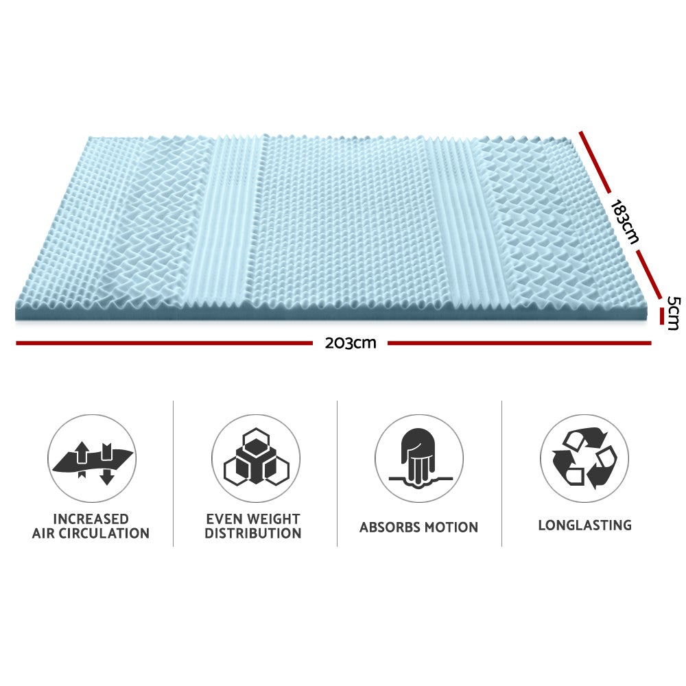 Giselle Bedding Cool Gel 7-zone Memory Foam Mattress Topper with bamboo cover, showcasing its soft texture and breathable design.