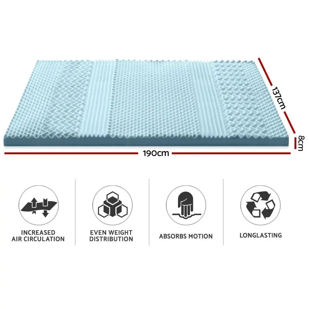 Giselle Bedding Cool Gel 7-zone Memory Foam Mattress Topper with bamboo cover, showcasing its plush design and breathable fabric.