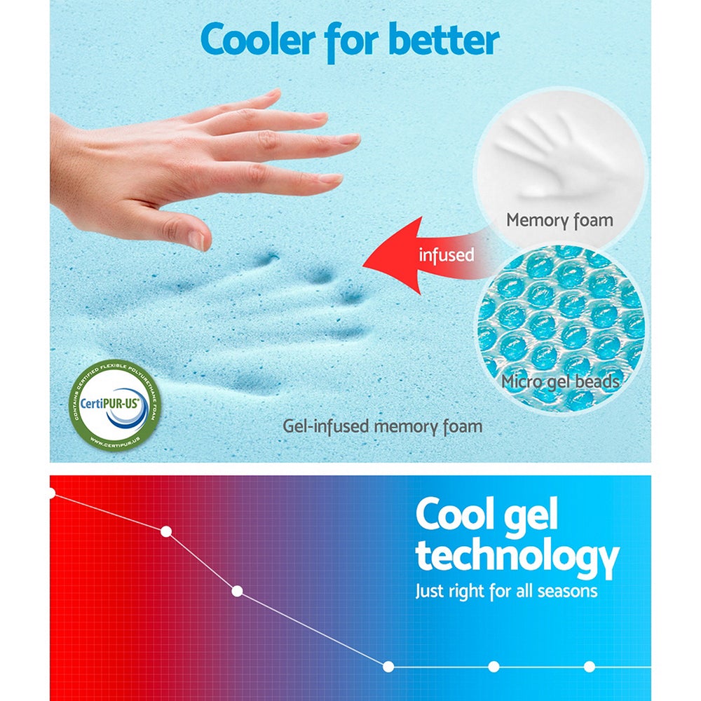 Giselle Bedding Cool Gel Memory Foam Mattress in King Single Size with a premium knitted fabric cover and multi-layer foam structure.