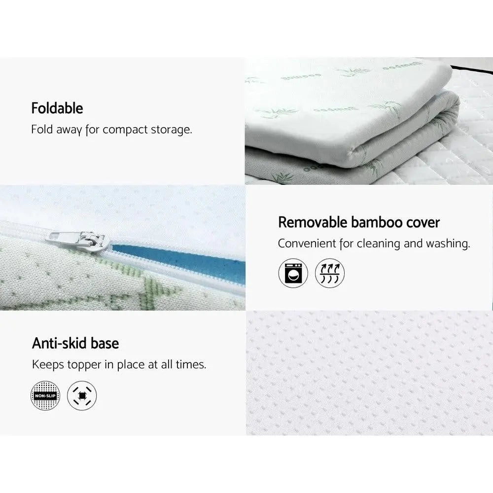 Giselle Bedding Cool Gel Memory Foam Mattress Topper with Bamboo Cover, showcasing its plush design and eco-friendly materials.