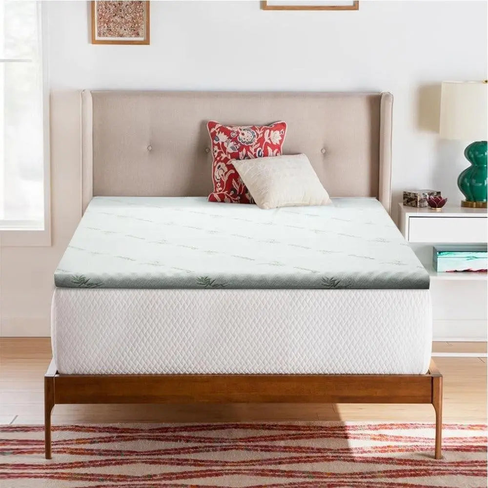 Giselle Bedding Cool Gel Memory Foam Mattress Topper with Bamboo Cover, showcasing its plush design and eco-friendly materials.