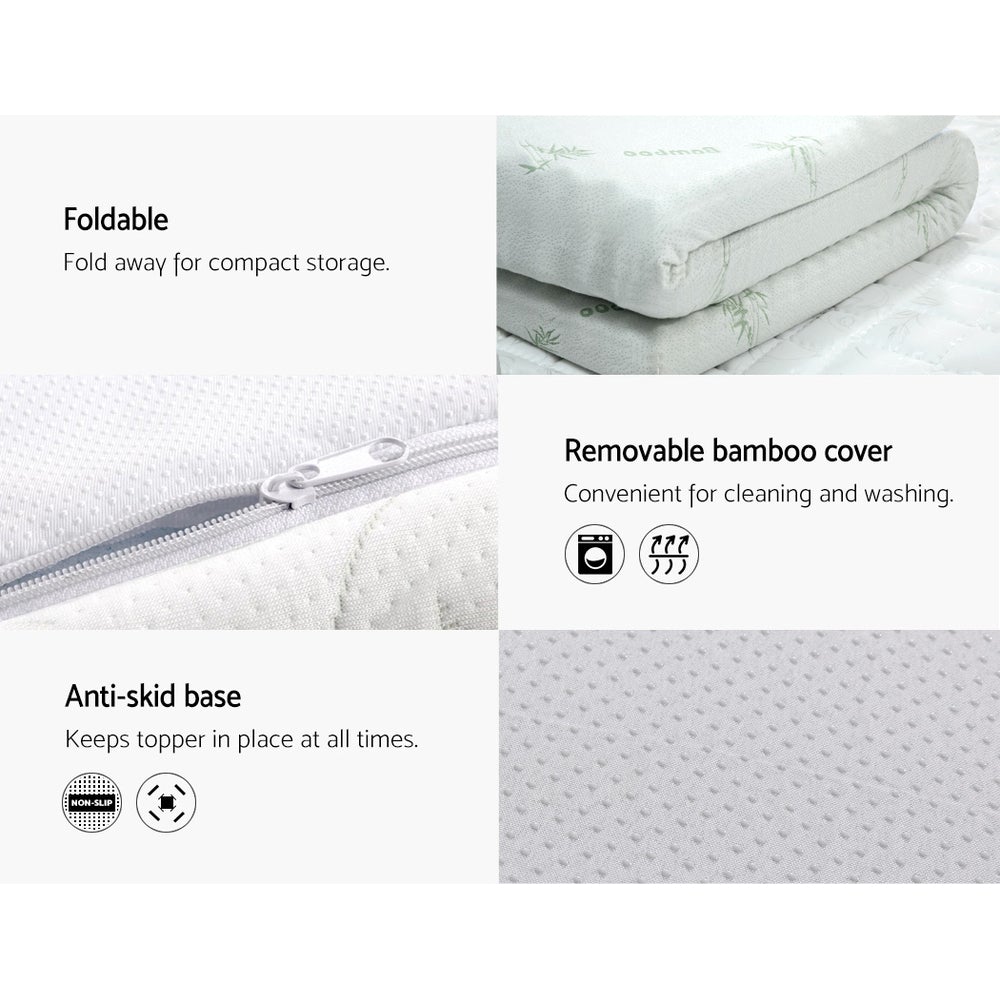 Giselle Bedding Cool Gel Memory Foam Mattress Topper with Bamboo Cover, showcasing its plush design and eco-friendly materials.