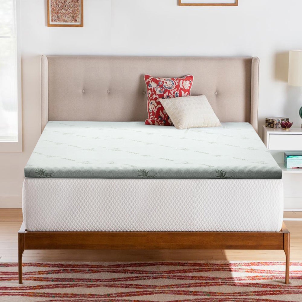 Giselle Bedding Cool Gel Memory Foam Mattress Topper with Bamboo Cover, showcasing its plush design and eco-friendly materials.