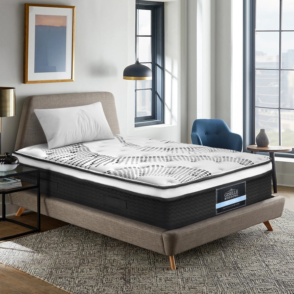 Giselle Bedding Como Euro Top Pocket Spring Mattress showcasing plush Euro top padding and luxury jacquard fabric.