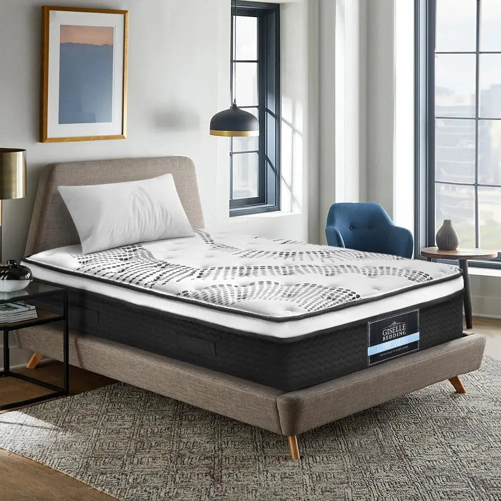 Giselle Bedding Como Euro Top Pocket Spring Mattress showcasing plush Euro top padding and luxury jacquard fabric.