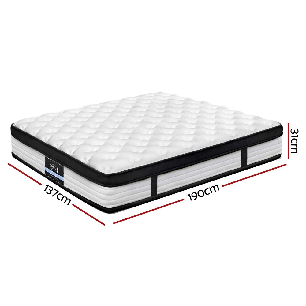 Giselle Bedding Devon Euro Top Pocket Spring Mattress, 31cm thick, featuring plush Euro Top padding and a luxurious knitted jacquard fabric.