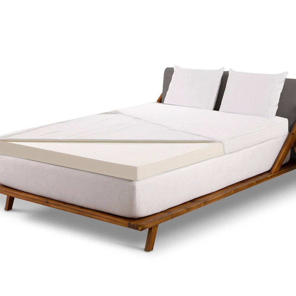 Giselle Bedding Memory Foam Mattress Topper in King size, showcasing its 8cm thickness and removable jacquard cover.