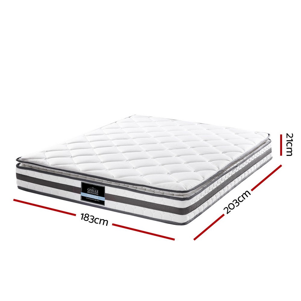 Giselle Bedding Normay Bonnell Spring Mattress, 21cm thick, king size with plush pillow top and breathable fabric.