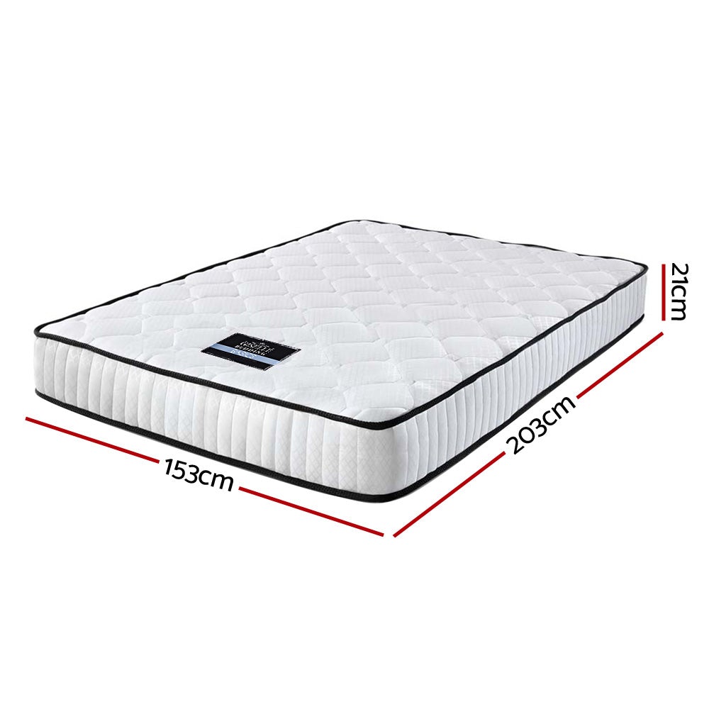 Giselle Bedding Peyton Pocket Spring Mattress, 21cm thick, queen size, featuring soft quilting and pocket spring technology for optimal comfort.