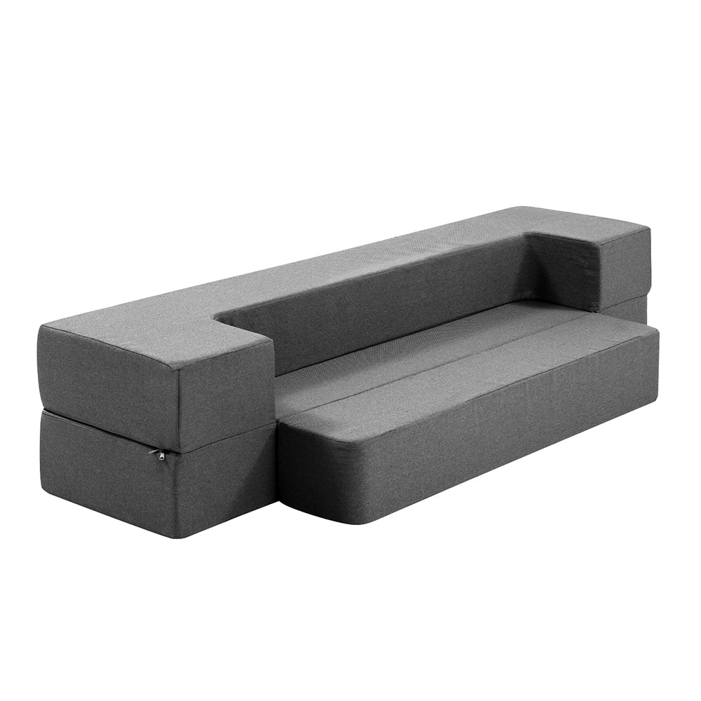 Giselle Bedding Portable Sofa Bed Folding Mattress Lounger Chair in dark grey, showcasing its versatile design and comfortable foam.
