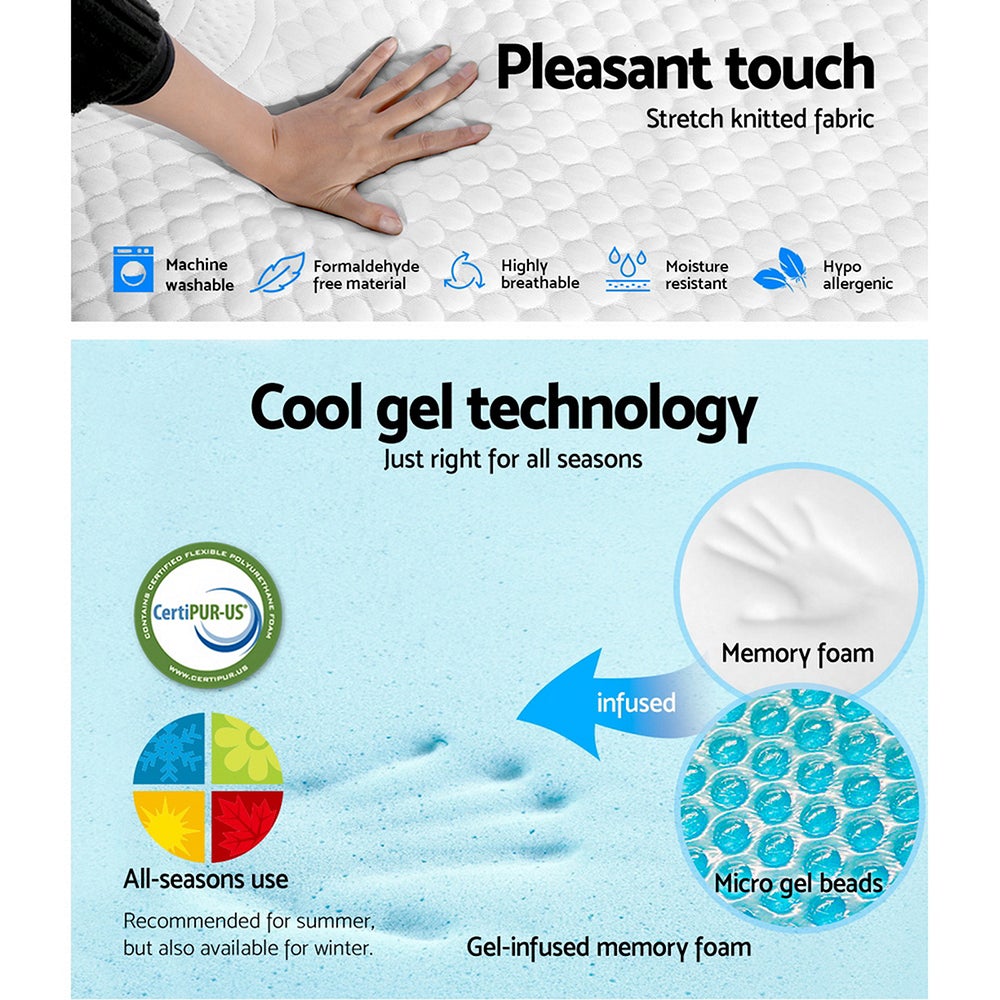 Giselle Bedding Queen Size Memory Foam Mattress featuring cool gel technology, multi-layer foam structure, and removable cover.