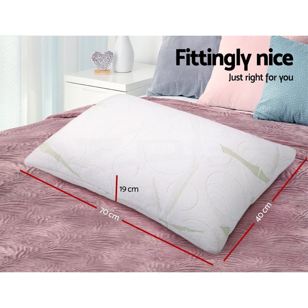 Giselle Bedding Set of 2 Bamboo Pillows with shredded memory foam, featuring a soft bamboo fabric cover and a removable zipper cover.