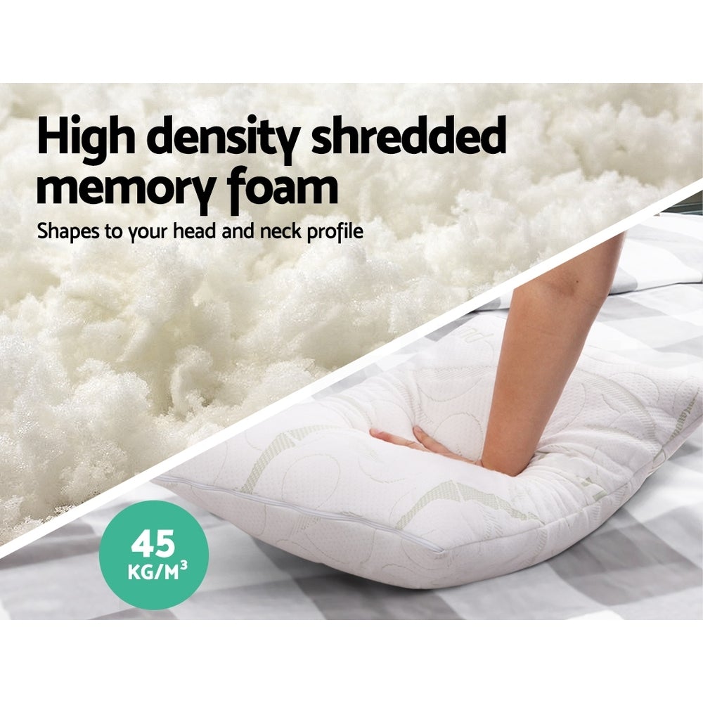 Giselle Bedding Set of 2 Bamboo Pillows with shredded memory foam, featuring a soft bamboo fabric cover and a removable zipper cover.