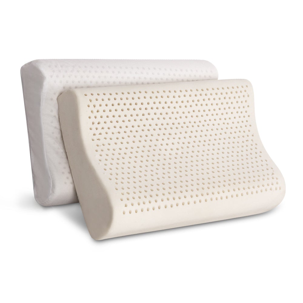 Giselle Bedding Set of 2 Natural Latex Pillows showcasing their contour design and breathable cover.