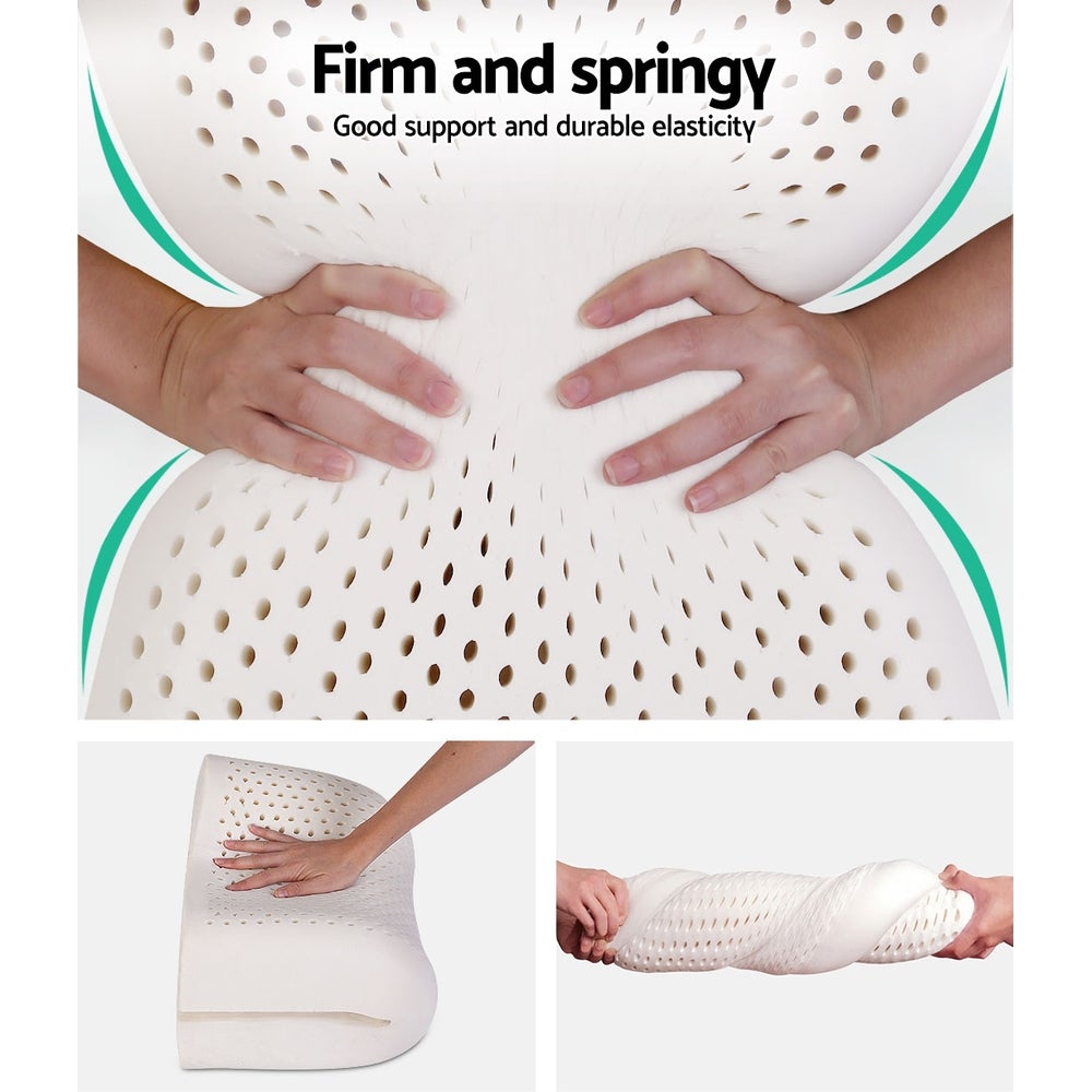 Giselle Bedding Set of 2 Natural Latex Pillows showcasing their contour design and breathable cover.