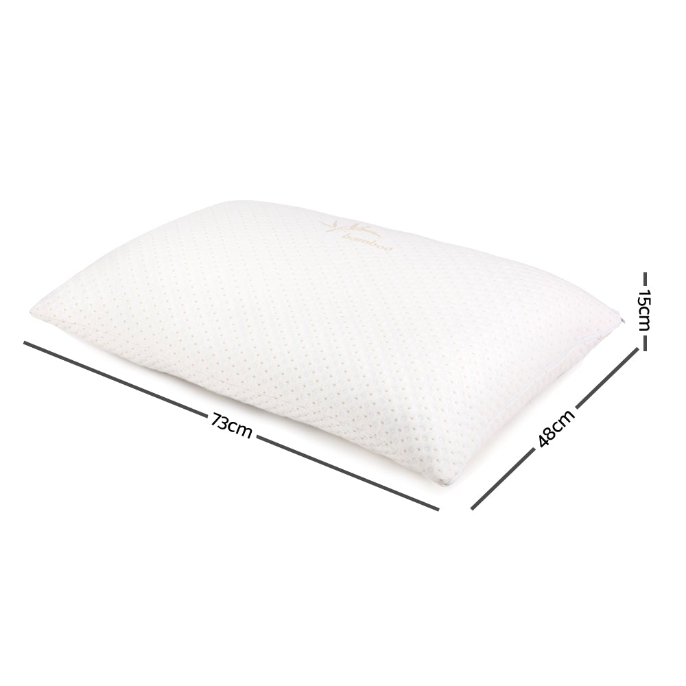 Giselle Bedding Set of 2 Single Bamboo Memory Foam Pillows with eco-friendly bamboo cover and gel-infused memory foam filling, ideal for neck support.