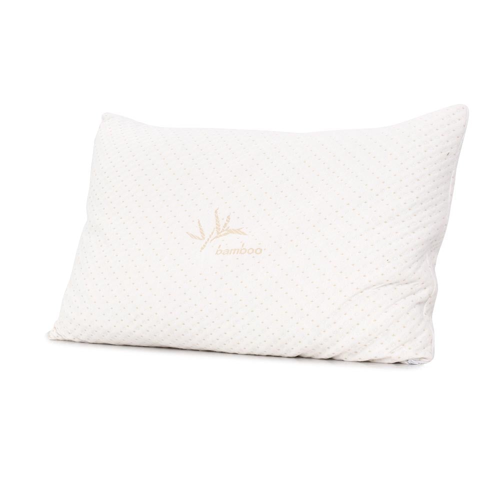 Giselle Bedding Set of 2 Single Bamboo Memory Foam Pillows with eco-friendly bamboo cover and gel-infused memory foam filling, ideal for neck support.