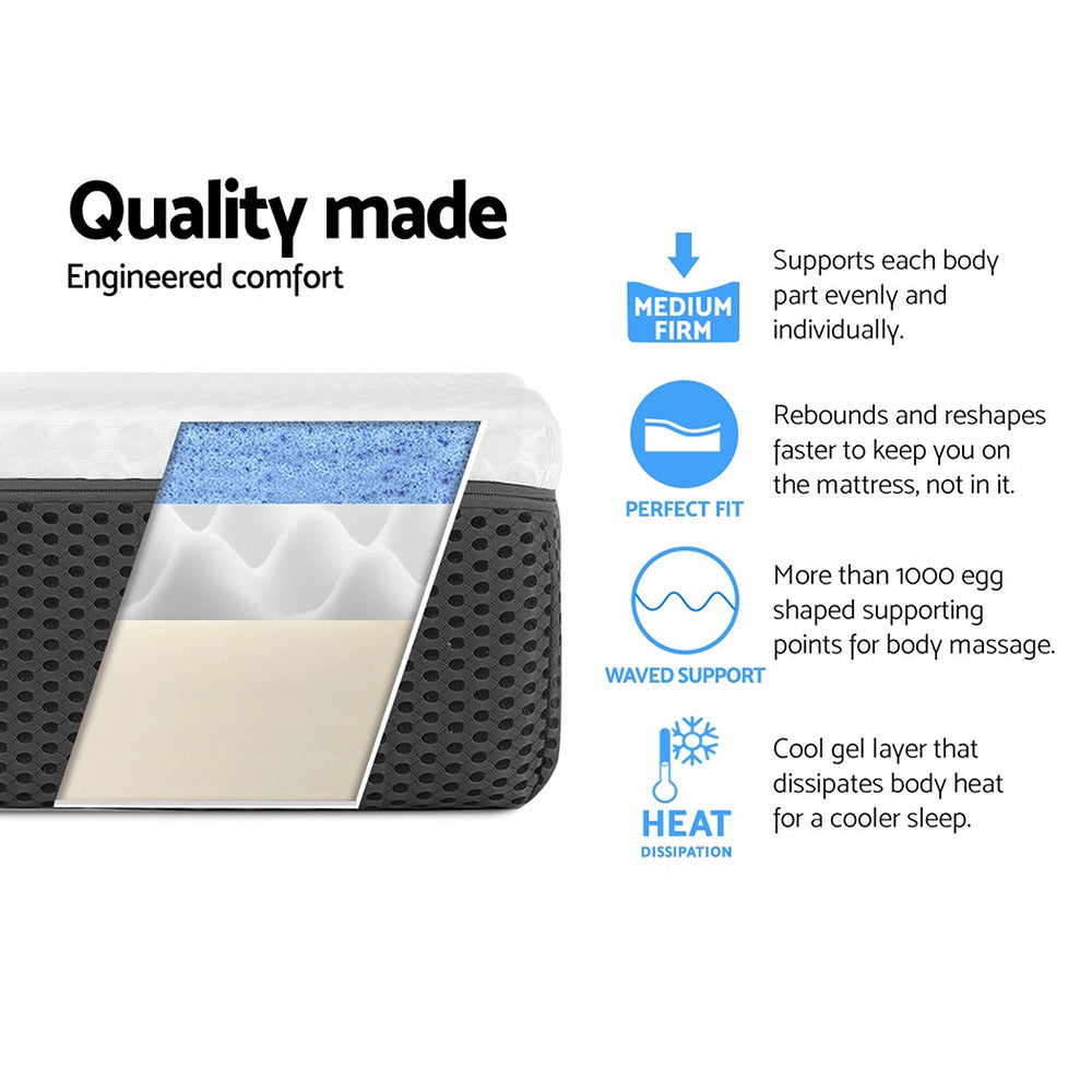 Giselle Bedding Single Size Memory Foam Mattress with cool gel layer, showcasing its premium knitted fabric cover and multi-layer foam structure.