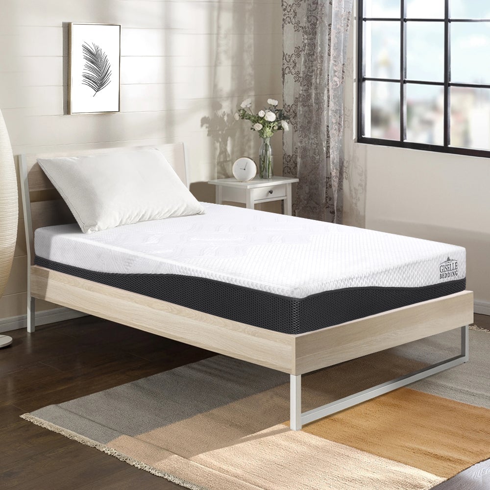 Giselle Bedding Single Size Memory Foam Mattress with cool gel layer, showcasing its premium knitted fabric cover and multi-layer foam structure.