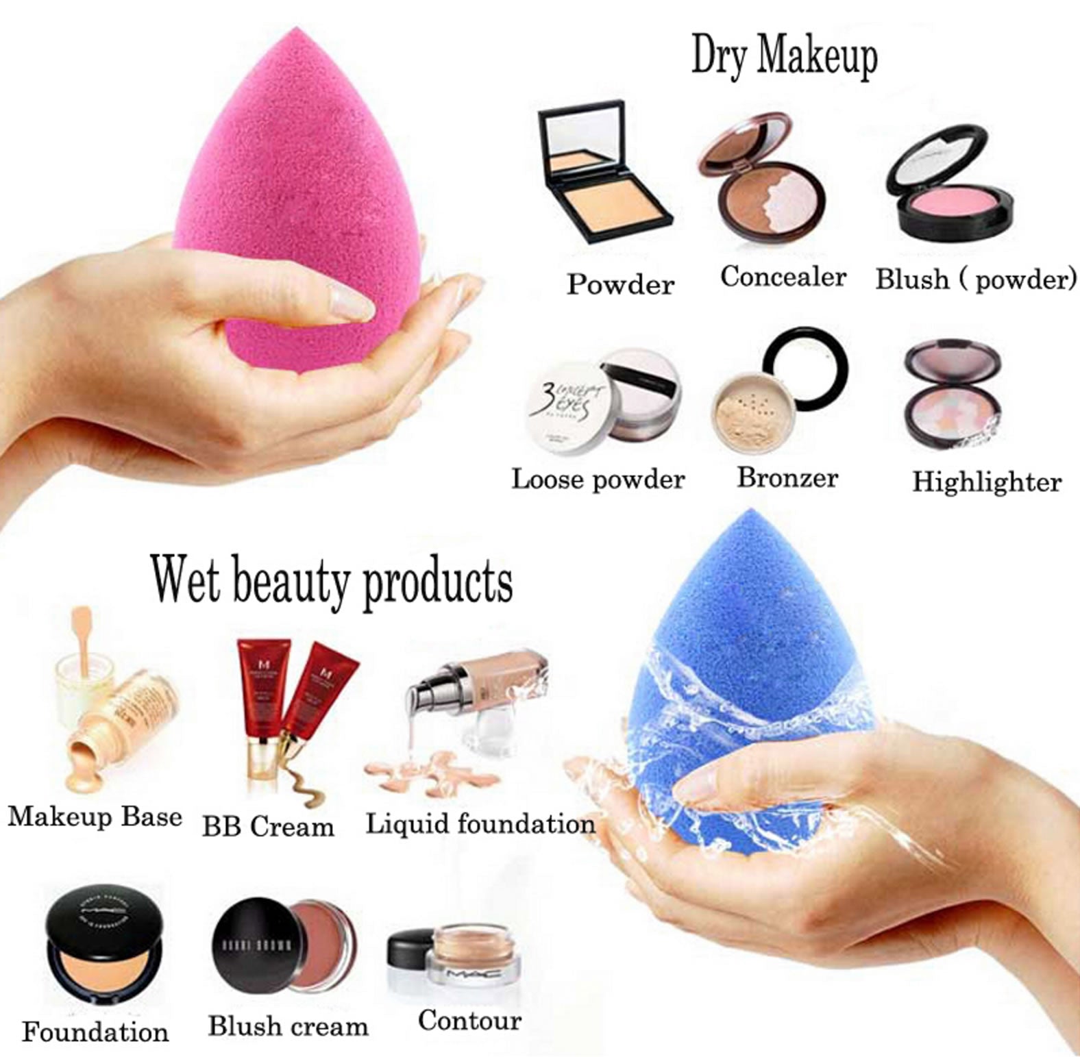 Good Living In Style Makeup Applicator 6 Piece Sponge Set featuring six colorful latex-free sponges for flawless makeup application.