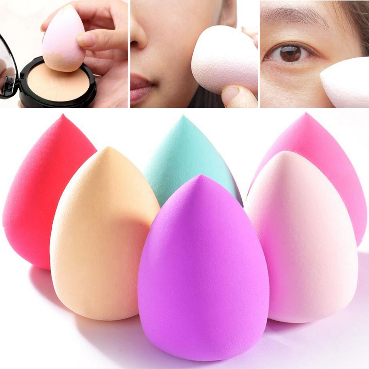 Good Living In Style Makeup Applicator 6 Piece Sponge Set featuring six colorful latex-free sponges for flawless makeup application.