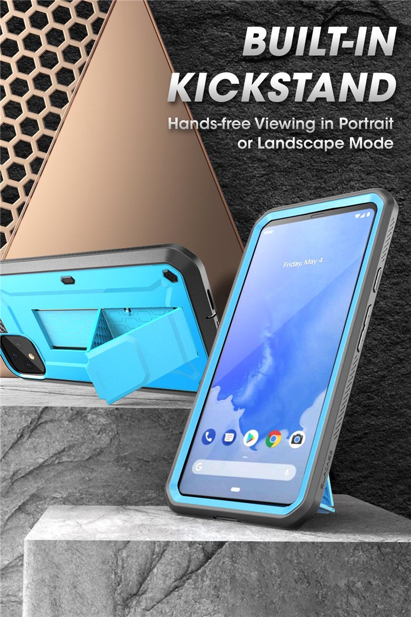 Google Pixel 4 UB Pro Full-Body Rugged Case with Holster Clip, showcasing its durable design and built-in screen protector.