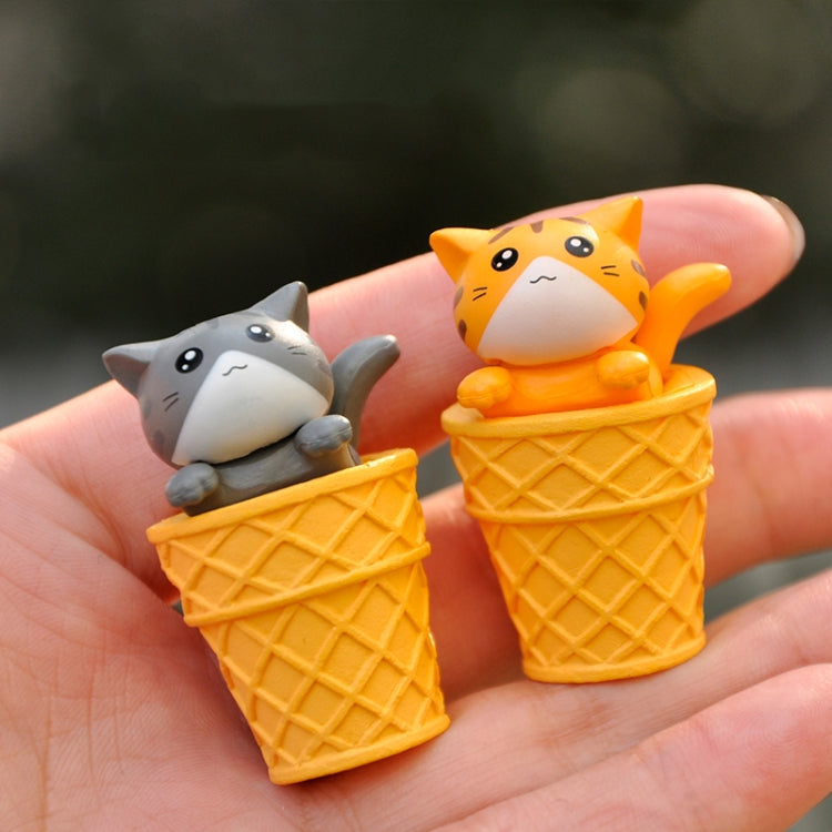 Gourmet Series Ice Cream Cat Ornament Doll in vibrant colors, perfect for micro landscape gardening and home decor.