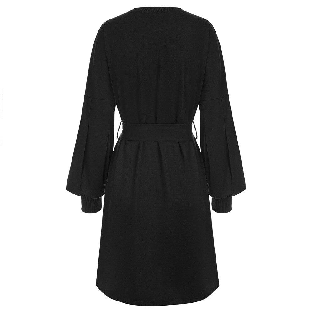 Grace Karin Summer Mini Dress featuring A-line silhouette, lantern sleeves, and belt sashes in a solid color, perfect for summer outings.