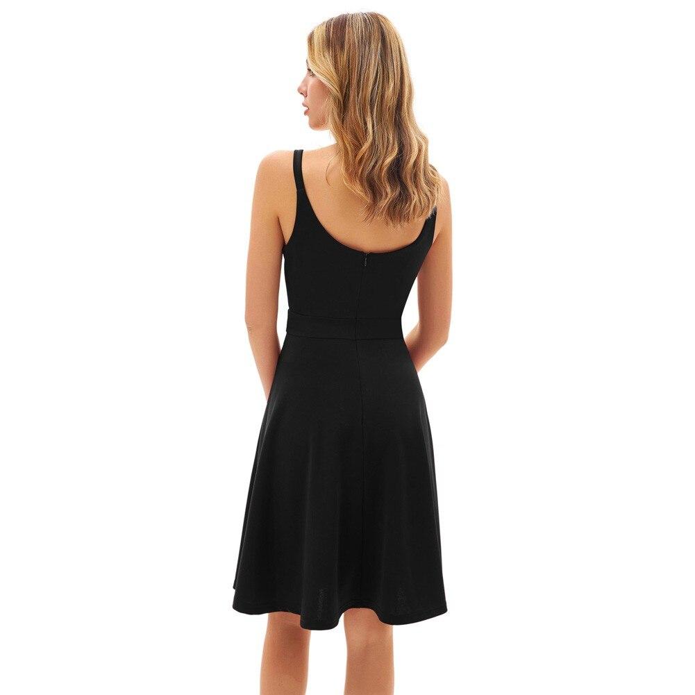 Grace Karin Women V-Neck Cami Dress featuring a pleated bodice and flared A-line silhouette, perfect for summer events.