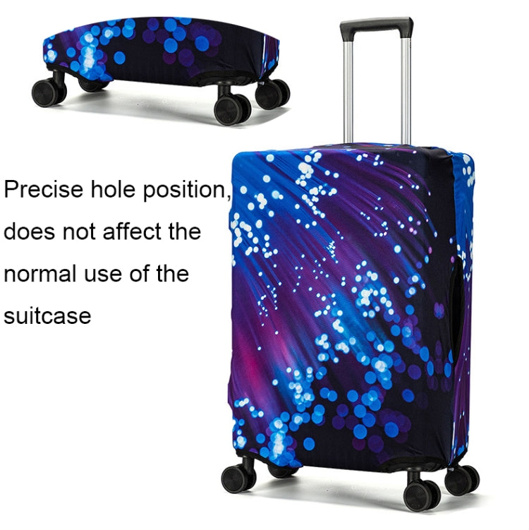 Graffiti Luggage Dust Cover in various sizes, showcasing its elastic and breathable polyester material, designed for outdoor travel protection.