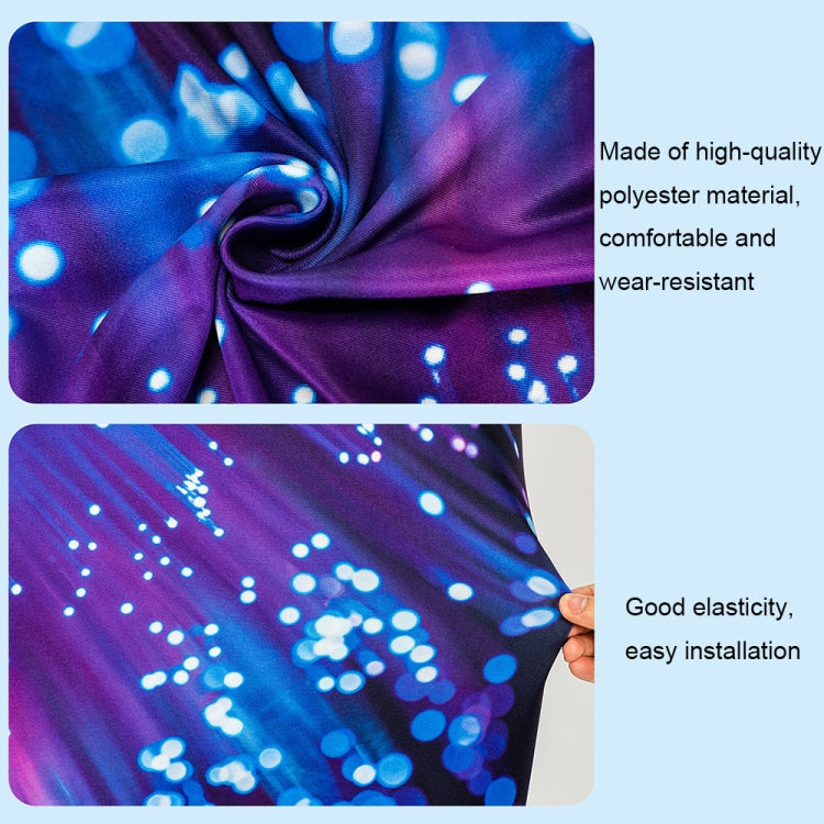 Graffiti Luggage Dust Cover in various sizes, showcasing its elastic and breathable polyester material, designed for outdoor travel protection.