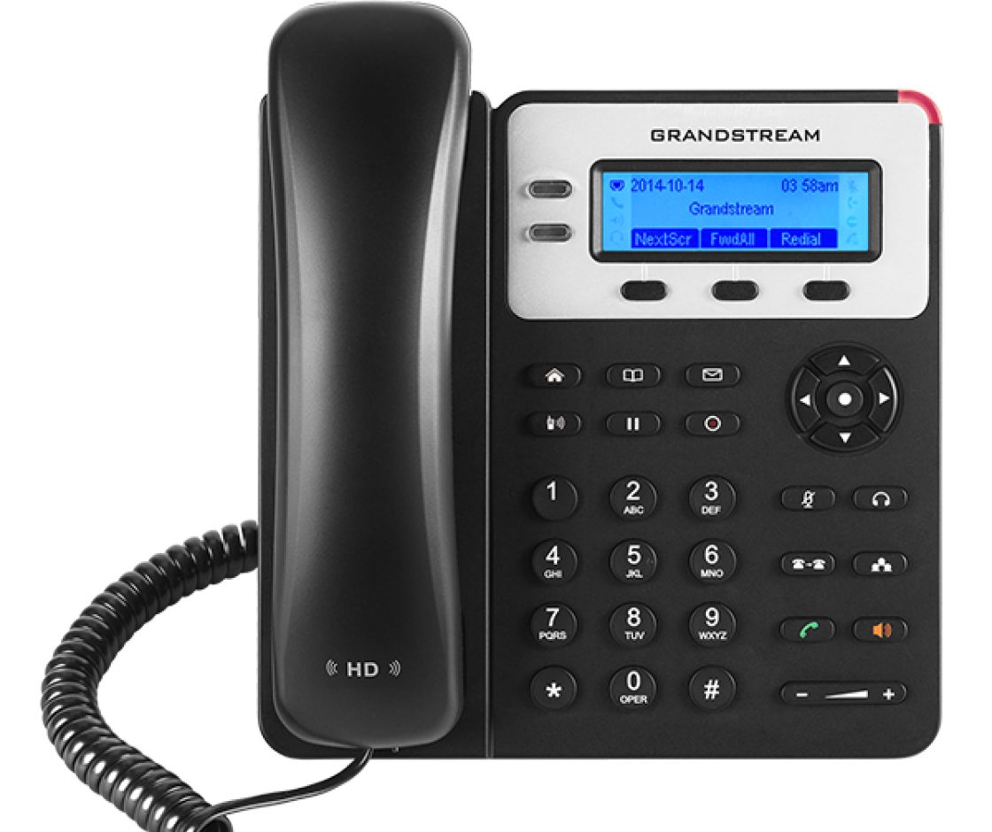 GRANDSTREAM GXP1625 IP phone with backlit display and modern design, showcasing its features and sleek appearance.