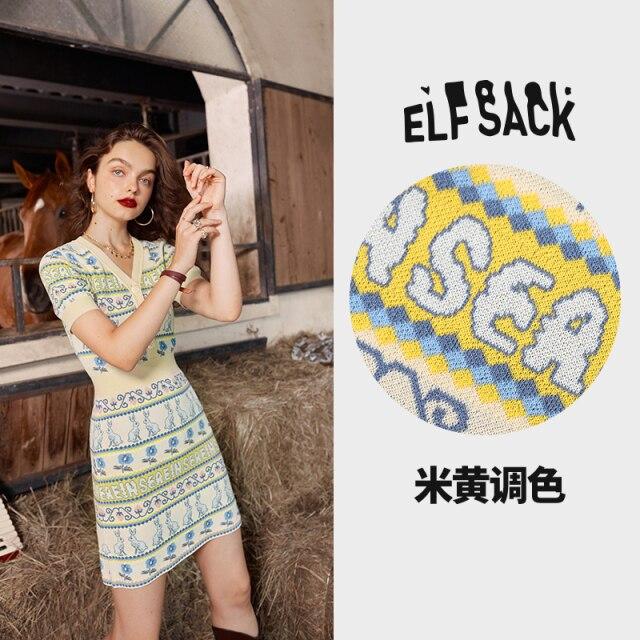 A stylish Graphic Jacquard Casual Women Vintage 2-IN-1 Dress featuring a high waist, knee-length cut, and elegant A-line silhouette, perfect for autumn.