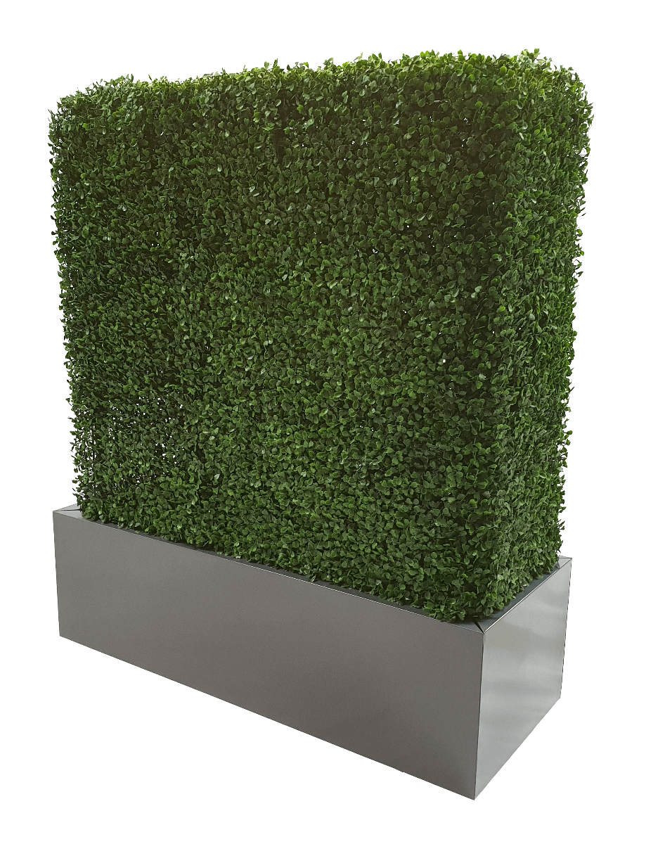 A stylish grey metal planter small designed for designer plants and hedges, showcasing its sleek finish and sturdy construction.