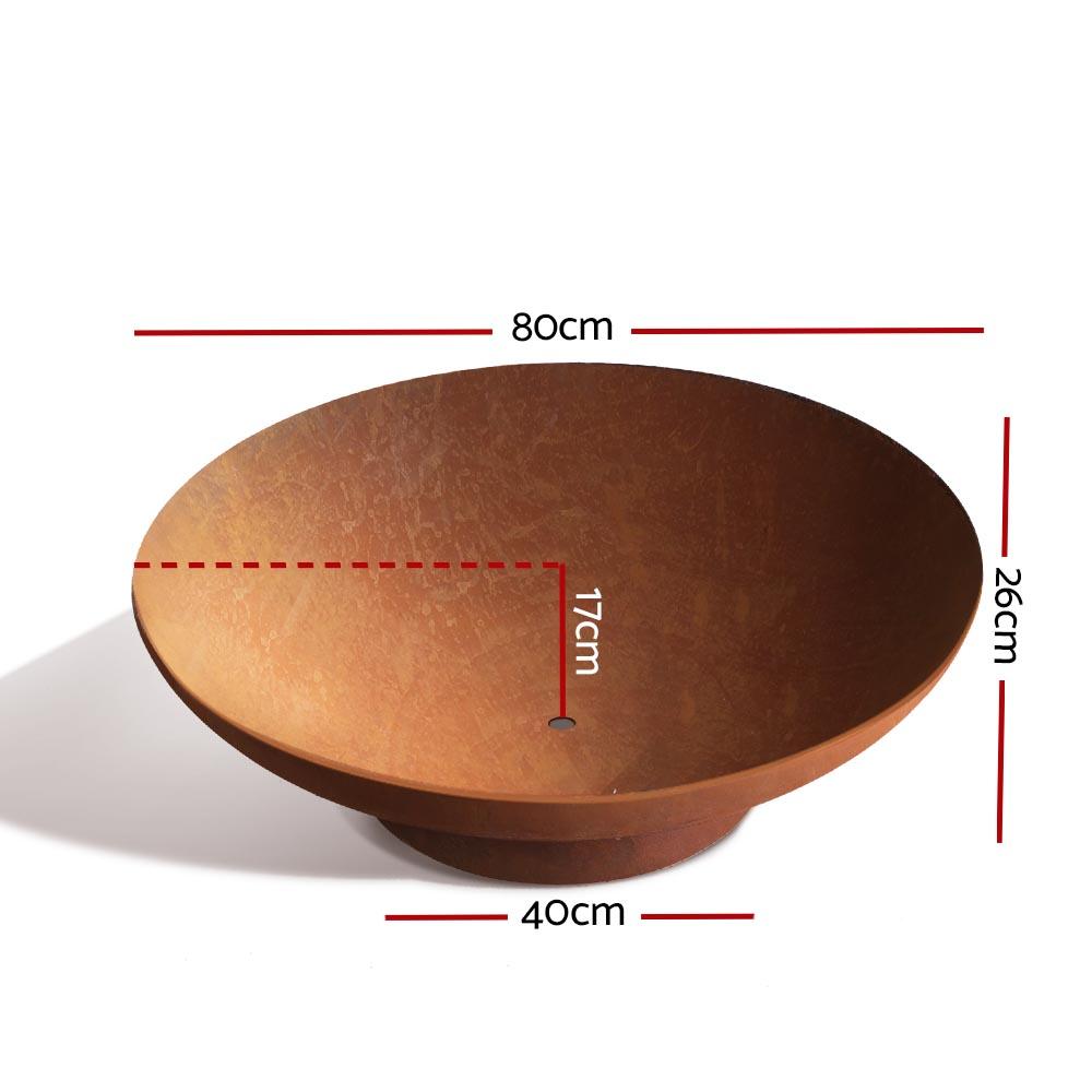 Grillz Outdoor Fire Pit featuring a rustic design with a large 80cm deep dish bowl, perfect for garden and patio use.